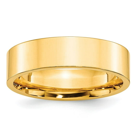 Primal Gold 10 Karat Yellow Gold 6mm Standard Flat Comfort Fit Band Size 12.5