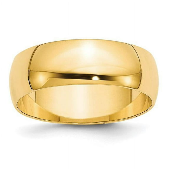 Primal Gold 10 Karat Yellow Gold 7mm Half Round Band Size 12.5