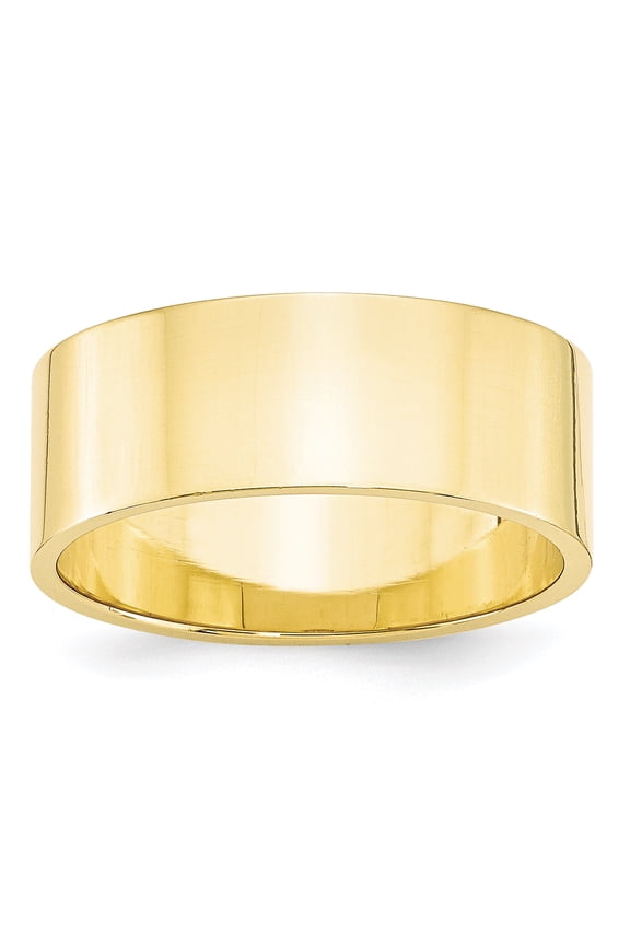 10 Karat Yellow Gold 8mm Engravable Flat Band Size 8.5