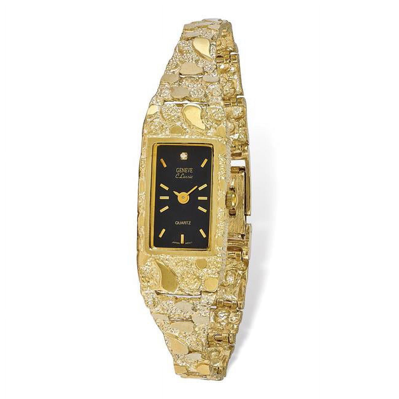 Primal Gold 10 Karat Yellow Gold Black 15x31mm Dial Rectangular