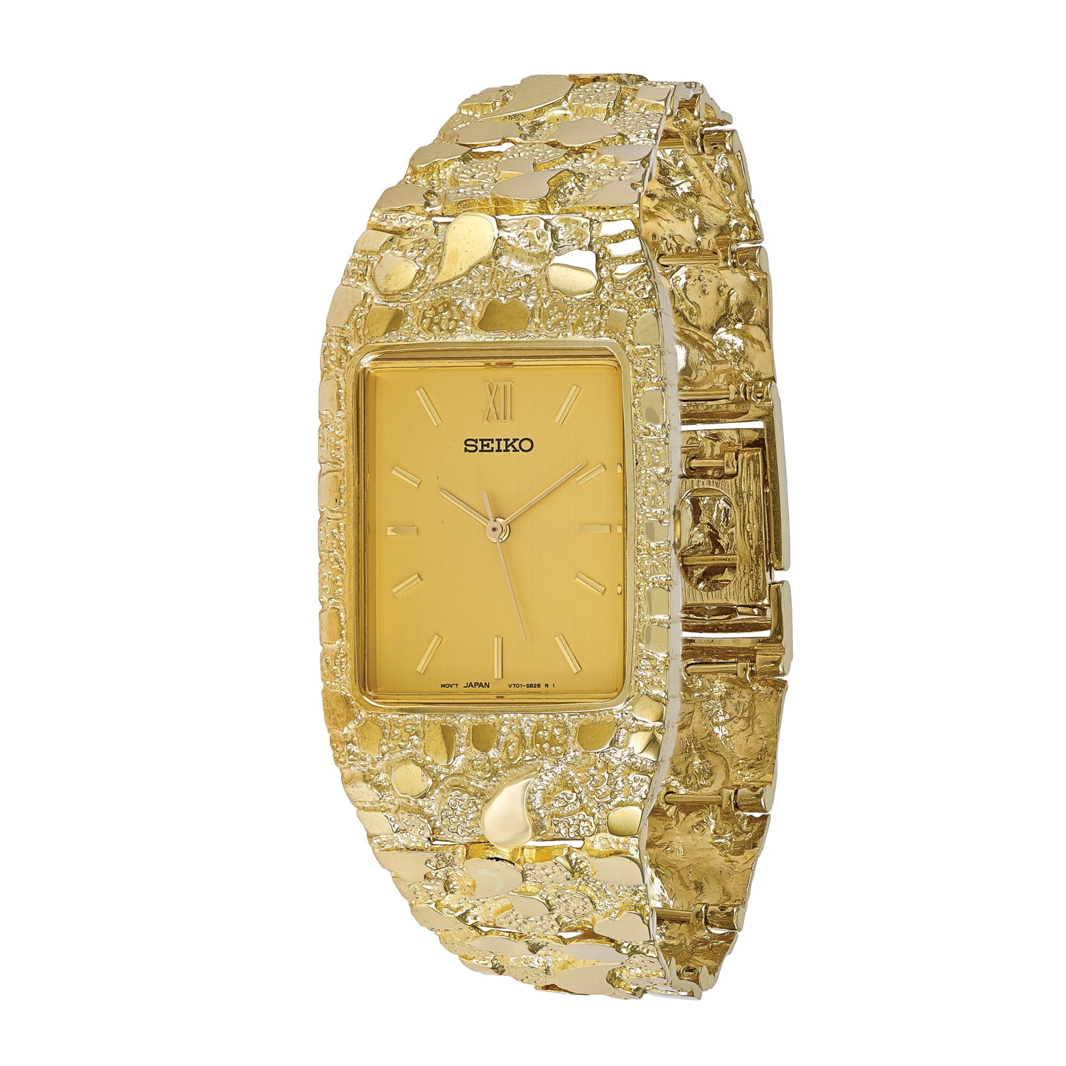 Gold 10 Karat Yellow Gold Champagne 27x47mm Dial Square Face Nugget Walmart.com