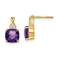 thumbnail image 1 of Primal Gold 10 Karat Yellow Gold Checkerboard Amethyst and Diamond Earrings, 1 of 4