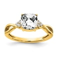 thumbnail image 1 of Primal Gold 10 Karat Yellow Gold Checkerboard White Topaz and Diamond Ring, 1 of 3