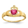 thumbnail image 1 of Primal Gold 10 Karat Yellow Gold Cubic Zirconia July Birthstone Claddagh Heart Ring, 1 of 6
