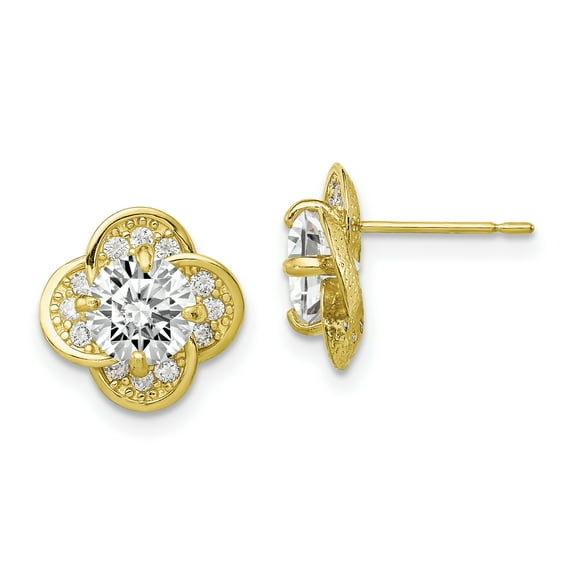 Primal Gold 10 Karat Yellow Gold Cubic Zirconia Post Earrings