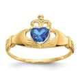 thumbnail image 1 of Primal Gold 10 Karat Yellow Gold Cubic Zirconia September Birthstone Claddagh Heart Ring, 1 of 6
