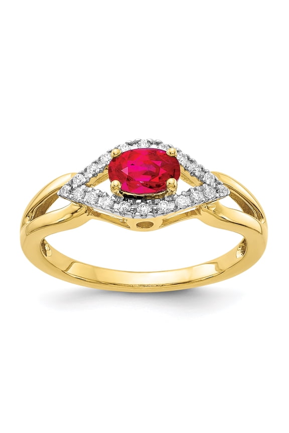 10 Karat Yellow Gold Diamond and Ruby Ring