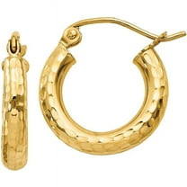 Primal Gold 10 Karat Yellow Gold Diamond-cut 3mm Round Hoop Earrings