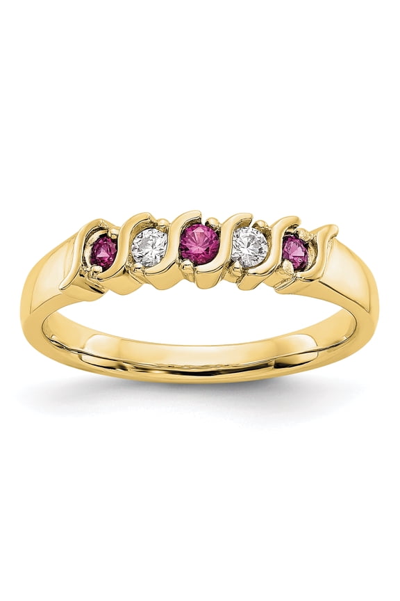 10 Karat Yellow Gold Diamond with Ruby Band
