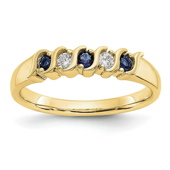 Primal Gold 10 Karat Yellow Gold Diamond with Sapphire Band
