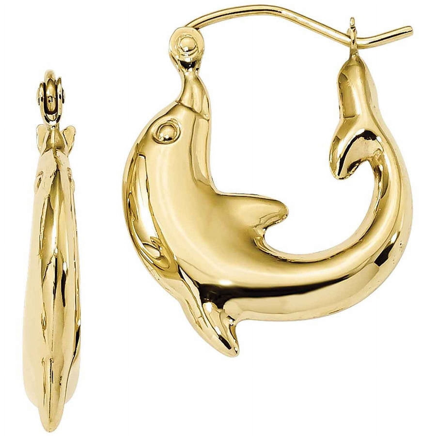 Primal Gold 10 Karat Yellow Gold Dolphin Hoop Earrings