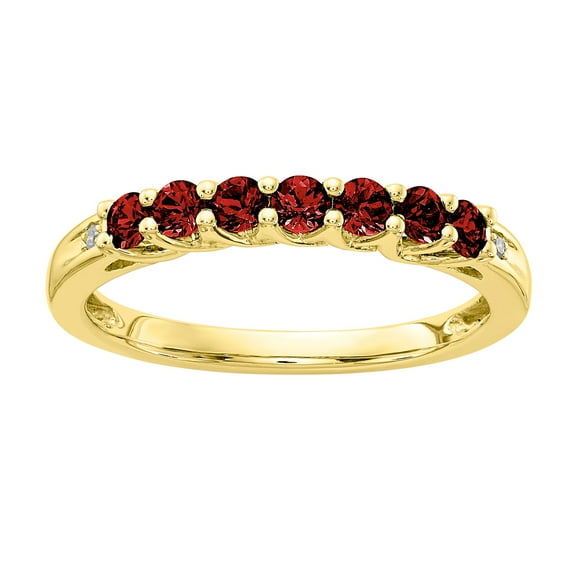 Primal Gold 10 Karat Yellow Gold Garnet Birthstone and Diamond Ring