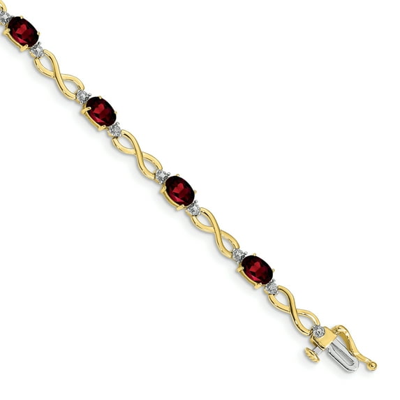 Primal Gold 10 Karat Yellow Gold Garnet and Diamond Bracelet