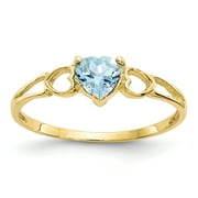 PRIMAL GOLD 10 Karat Yellow Gold Genuine Aquamarine Birthstone Ring