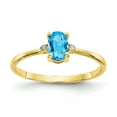 thumbnail image 1 of Primal Gold 10 Karat Yellow Gold Genuine Diamond and Blue Topaz Birthstone Ring, 1 of 7