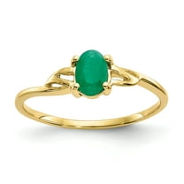 Primal Gold 10 Karat Yellow Gold Genuine Emerald Birthstone Ring
