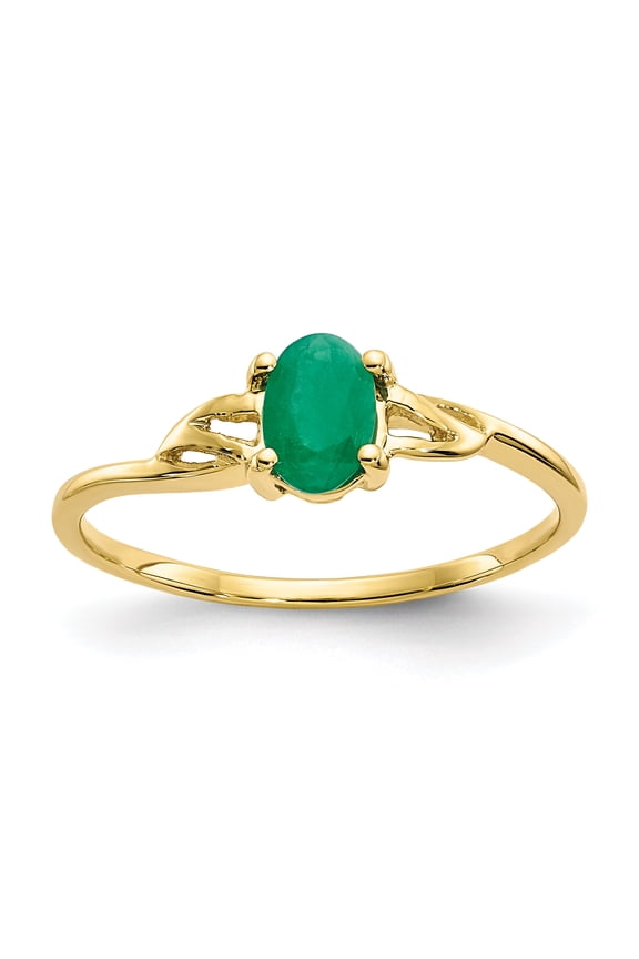 10 Karat Yellow Gold Genuine Emerald Birthstone Ring