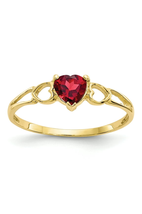 10 Karat Yellow Gold Genuine Garnet Birthstone Ring