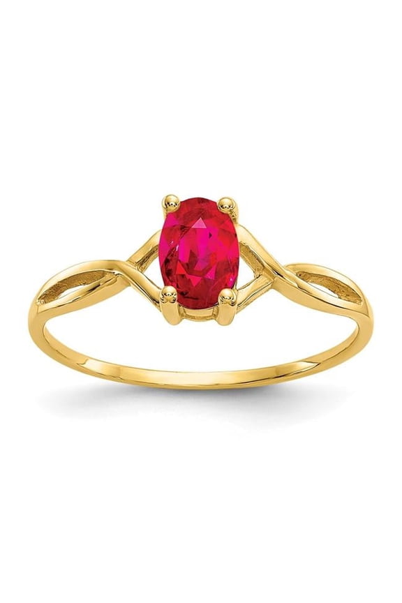 10 Karat Yellow Gold Genuine Ruby Birthstone Ring