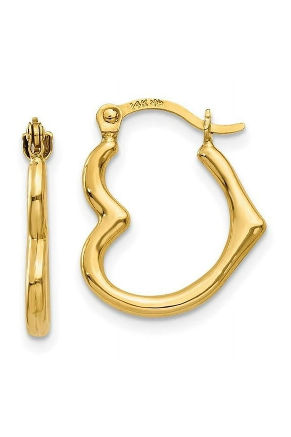10 Karat Yellow Gold Heart Shaped Hollow Hoop Earrings