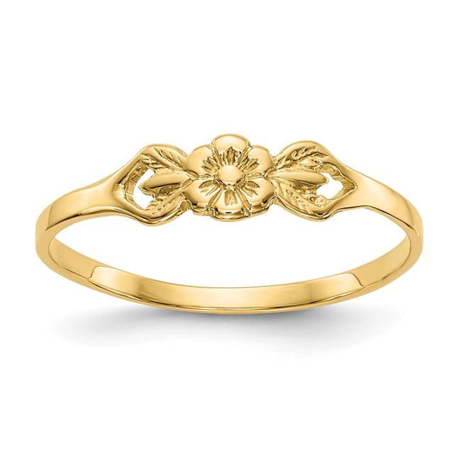 Primal Gold 10 Karat Yellow Gold High Polished Girl Flower Child's Ring