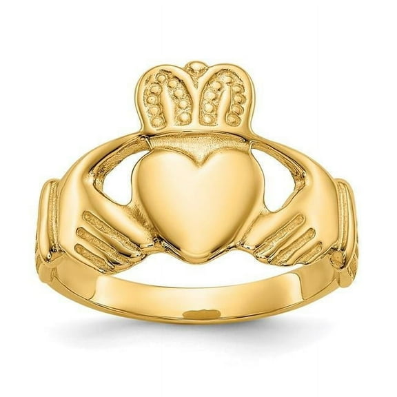Primal Gold 10 Karat Yellow Gold High Polished Ladie's Claddagh Ring
