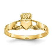 Primal Gold 10 Karat Yellow Gold High Polished Ladies Claddagh Ring