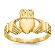 Primal Gold 10 Karat Yellow Gold High Polished Men's Claddagh Themed Ring