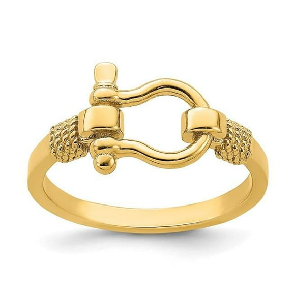 Primal Gold 10 Karat Yellow Gold High Polished Shackle with Rope Edge Ring