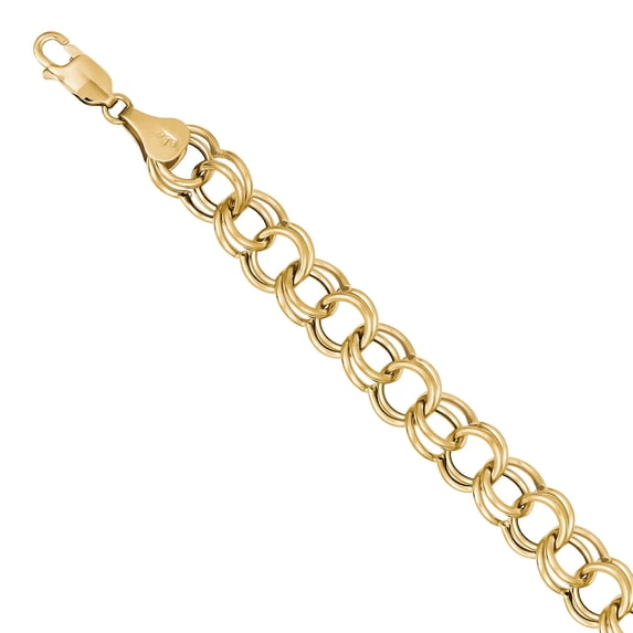 Primal Gold 10 Karat Yellow Gold Hollow Double Link Charm Bracelet ...