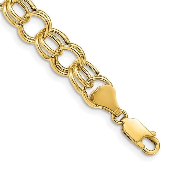 Primal Gold 10 Karat Yellow Gold Hollow Double Link Charm Bracelet ...
