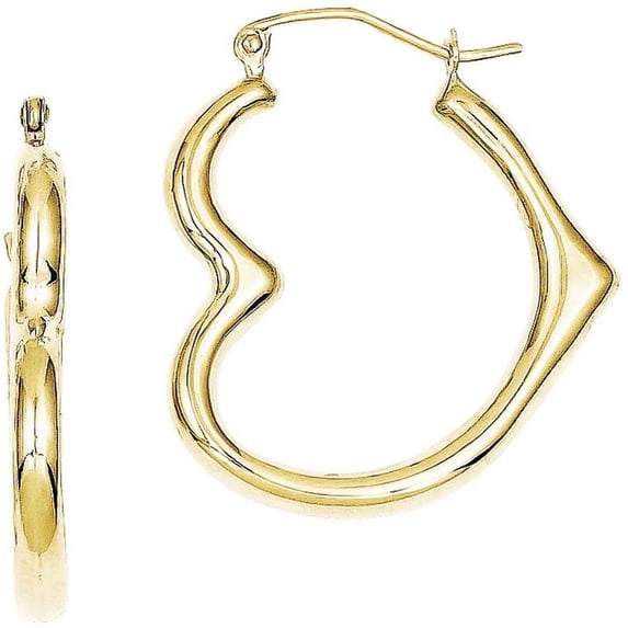 Primal Gold 10 Karat Yellow Gold Lightweight Heart Shape Hoop Earrings
