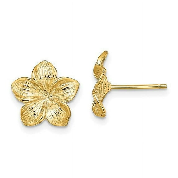 Primal Gold 10 Karat Yellow Gold Plumeria Flower Post Earrings