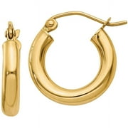 BAGATELA Finest Gold 10K Yellow Gold Polished 3 mm Tube Hoop Earrings