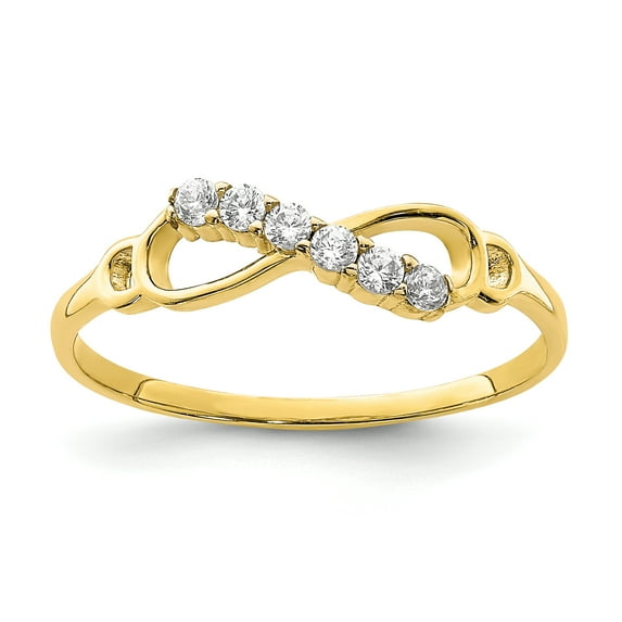 Primal Gold 10 Karat Yellow Gold Polished Cubic Zirconia Infinity Ring