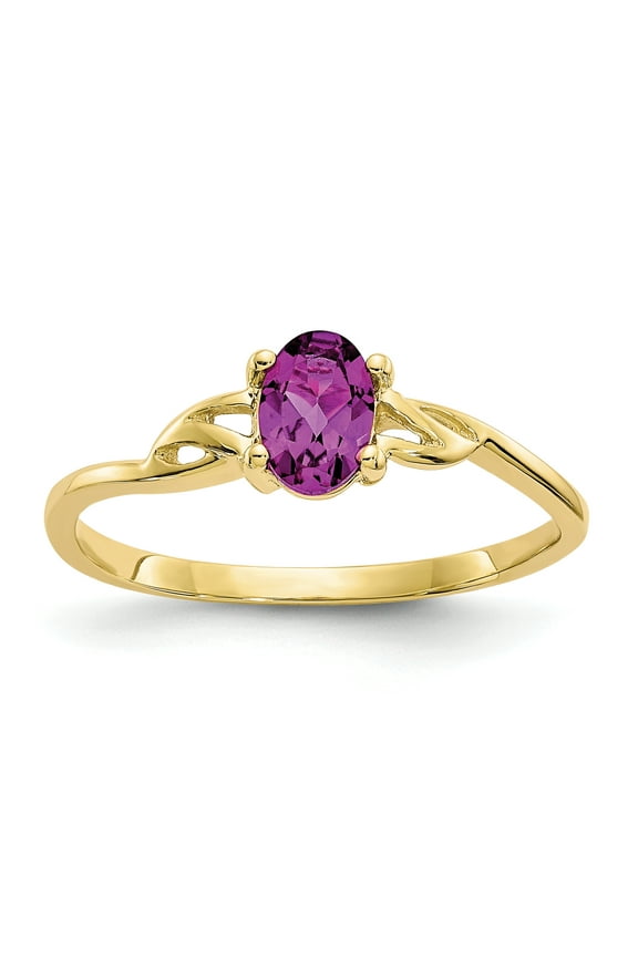 10 Karat Yellow Gold Polished Geniune Ruby Birthstone Ring