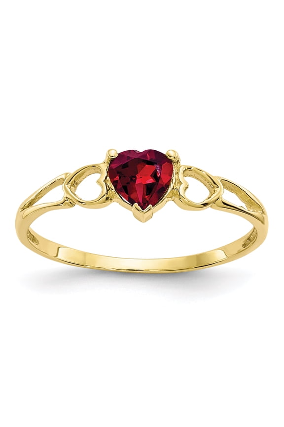 10 Karat Yellow Gold Polished Geniune Ruby Birthstone Ring