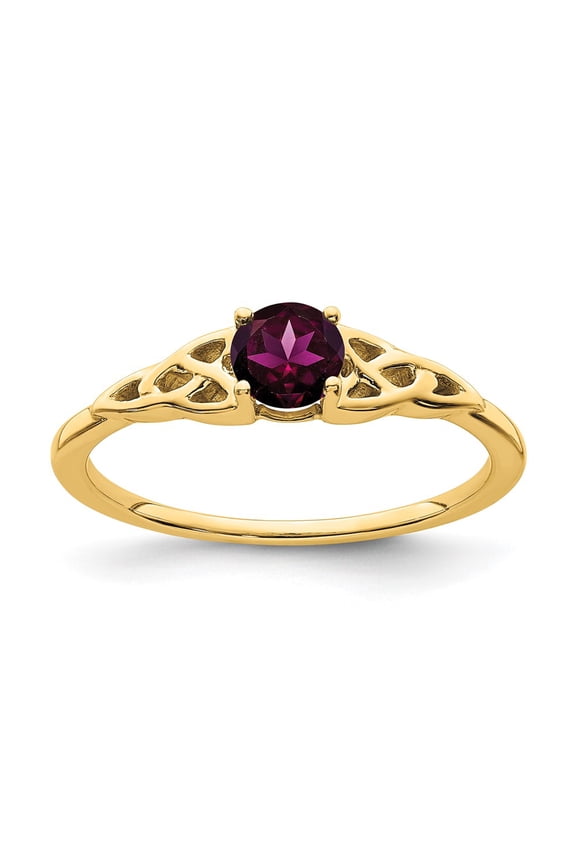 10 Karat Yellow Gold Polished Rhodolite Garnet Celtic Knot Ring