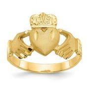 Primal Gold 10 Karat Yellow Gold Polished and Satin Men's Claddagh Ring