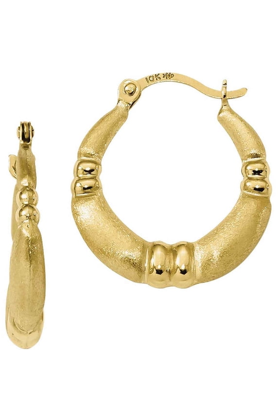 10 Karat Yellow Gold Satin Hoop Earrings