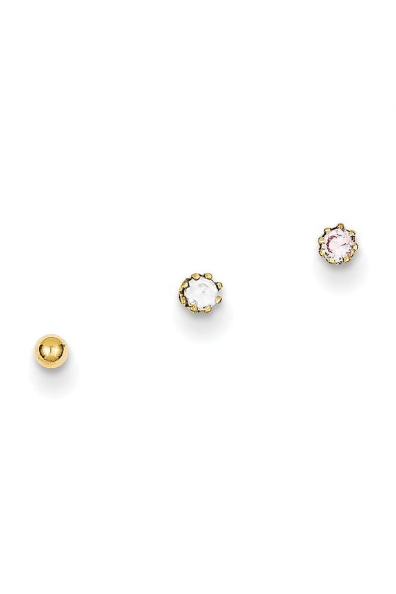 10 Karat Yellow Gold Set Of 3 Nose Studs