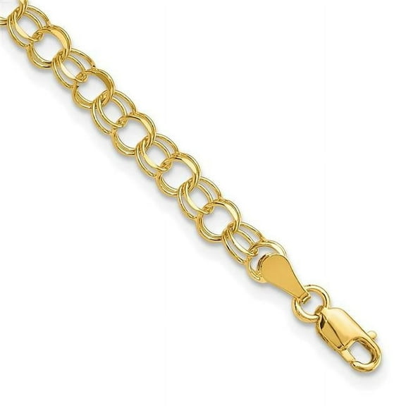 Primal Gold 10 Karat Yellow Gold Solid Double Link Charm Bracelet