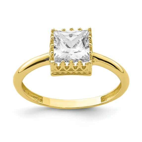 Primal Gold 10 Karat Yellow Gold Square Cubic Zirconia Ring