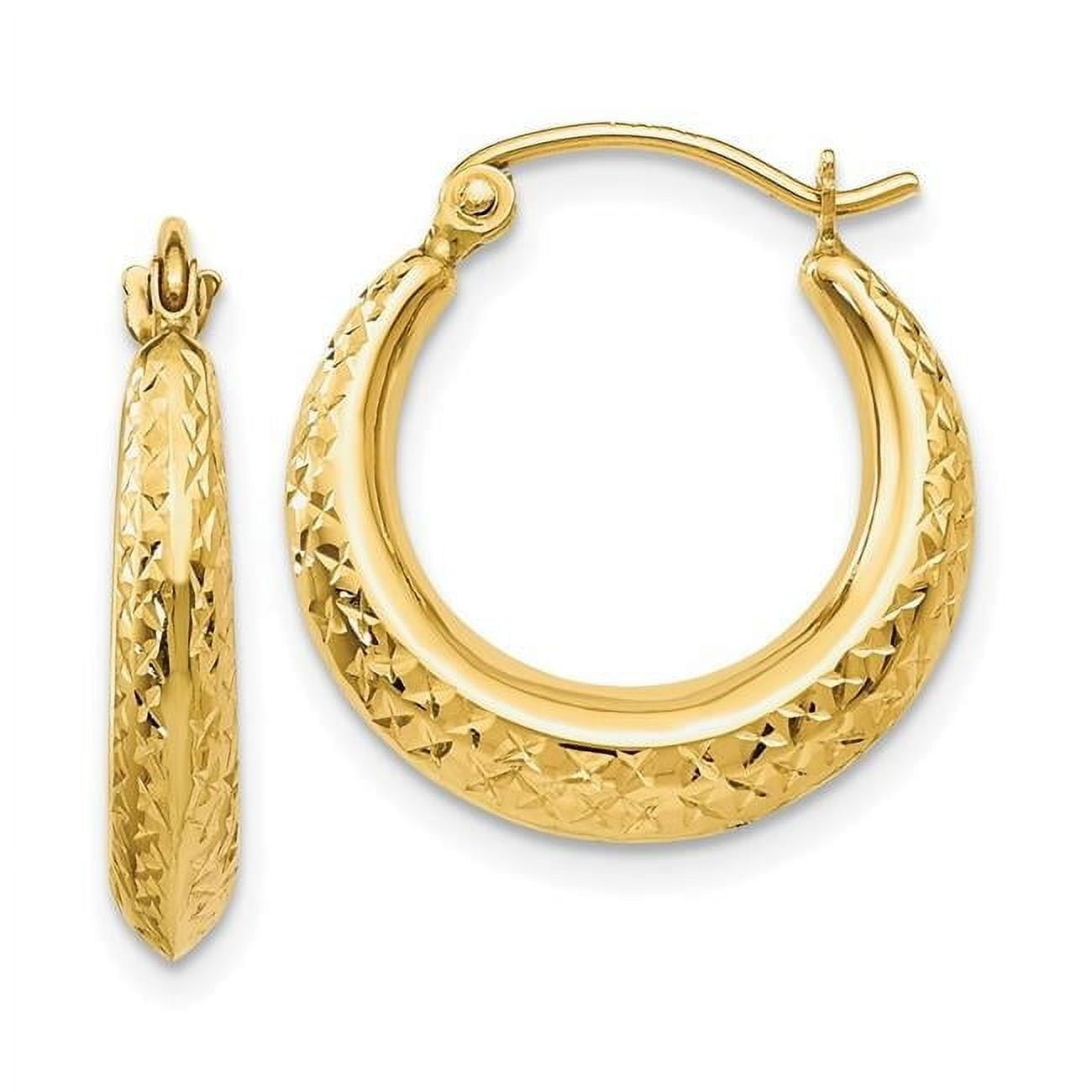 Primal Gold 10 Karat Yellow Gold Textured Hollow Hoop Earrings