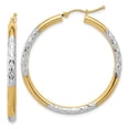 thumbnail image 1 of Primal Gold 10 Karat Yellow Gold and Rhodium Diamond Cut 3mm Hoop Earrings, 1 of 4