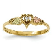 PRIMAL GOLD 10 Karat Yellow Gold with 12 Karat Rose and Green Accent Black Hills Diamond Heart Ring