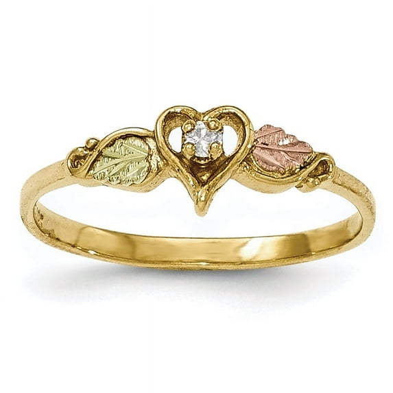 Primal Gold 10 Karat Yellow Gold with 12 Karat Rose and Green Accent Black Hills Diamond Heart Ring