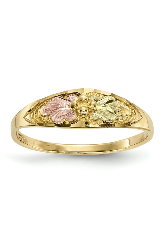 10 Karat Yellow Gold with 12 Karat Rose and Green Accent Black Hills Ring