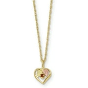 PRIMAL GOLD 10 Karat Yellow Gold with 12 Karat Rose and Green Accents Black Hills Heart Garnet Necklace