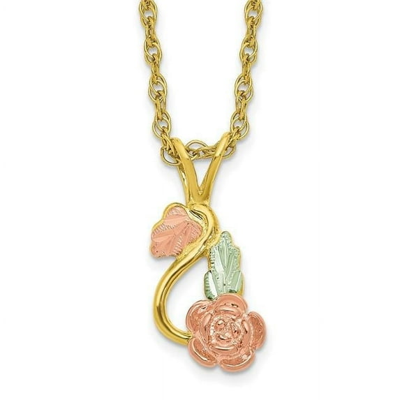 Primal Gold 10 Karat Yellow Gold with 12 Karat Rose and Green Accents with 14 Karat Gold-filled Chain Black Hills Necklace